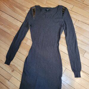 RUDSAK Dark Green Dress Small Long Sleeve Wool Blend Shoulder Detail